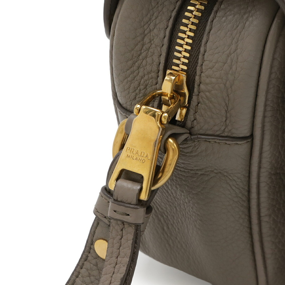 PRADA Gray Leather Pochette Shoulder Bag - Picture 6 of 10